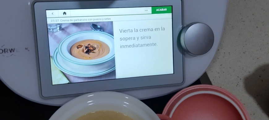 Crema de garbanzos con puerro y setas CON THERMOMIX