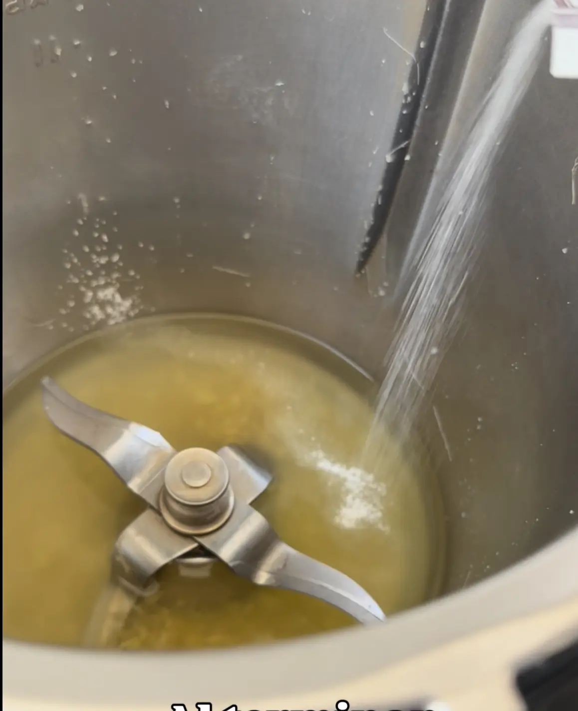 Step Al terminar, añade la gelatina neutra en polvo alrededor de las cuchillas y mezcla 1 minuto a velocidad 3 illustration