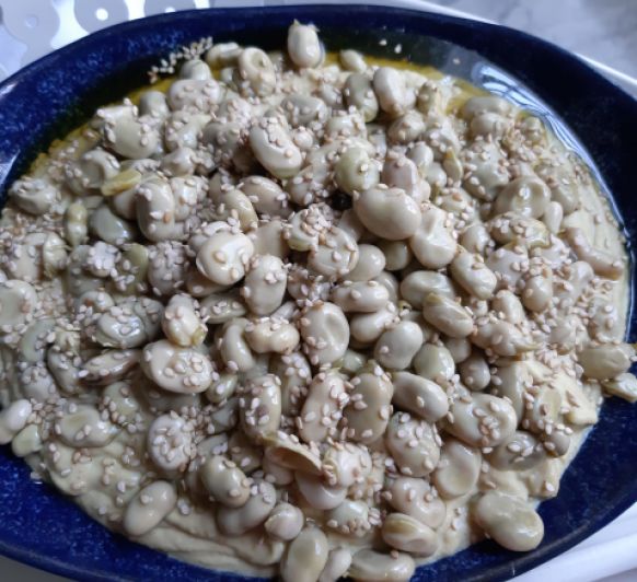 Hummus de calabacín con habitas
