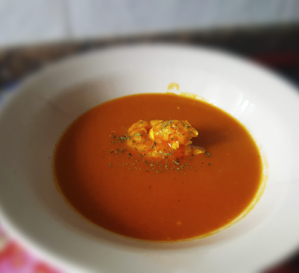 crema de marisco con gambones en Thermomix®
