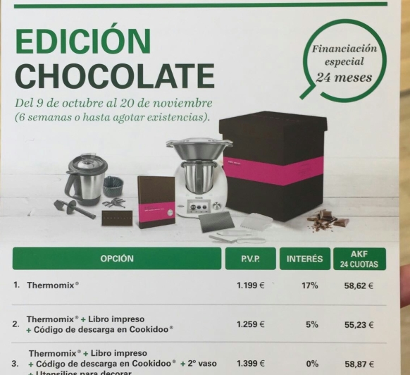 THERMOMIX CON EDICIÓN DE CHOCOLATE Y CON UN 0 %DE INTERÉS. INCREÍBLEEEEE